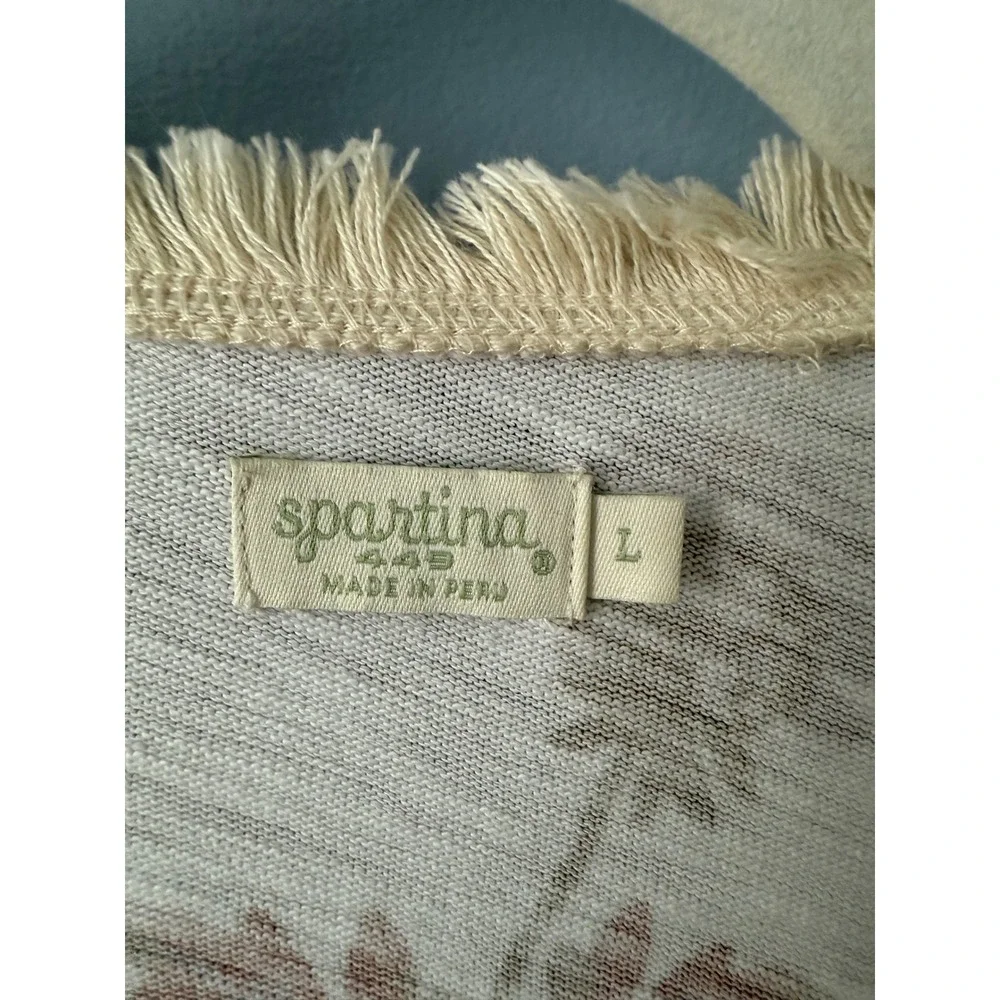 Spartina 449 MSRP $129 Floral Convertible Cardigan with Fringe Size Large Cotton - Picture 2 of 14